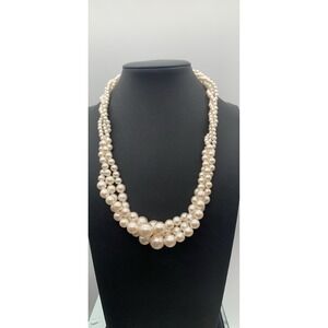 Roman Twisted Faux Pearl Necklace Elegant Classy 16 Inches